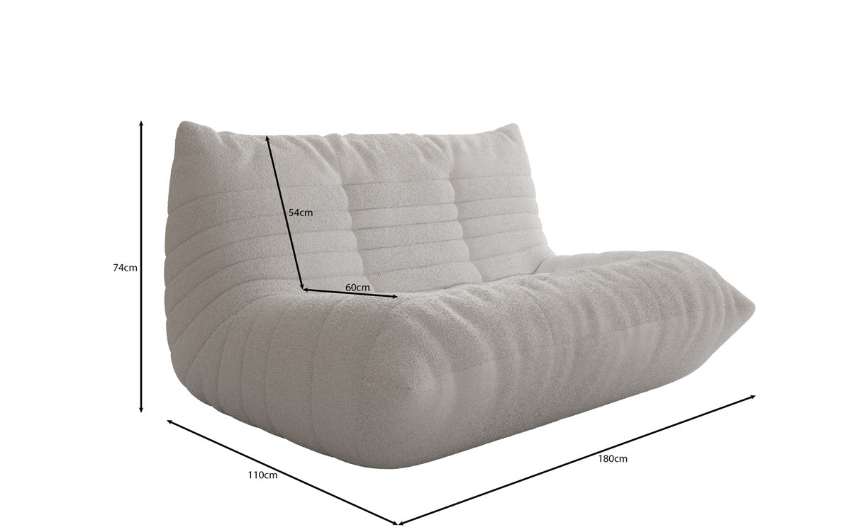 Designer 2-personers sofa Calmo i Teddy Bouclé