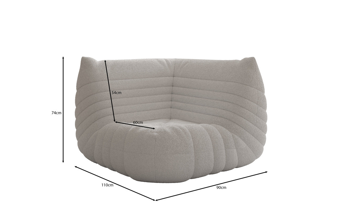 Designer Eckmodul Sofa-Sessel Calmo i Teddy Bouclé