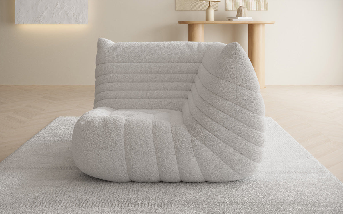 Designer Eckmodul Sofa-Sessel Calmo i Teddy Bouclé