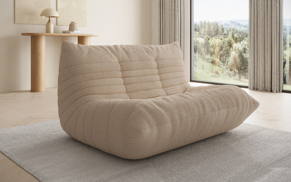 Designer 2-personers sofa Calmo i Teddy Bouclé