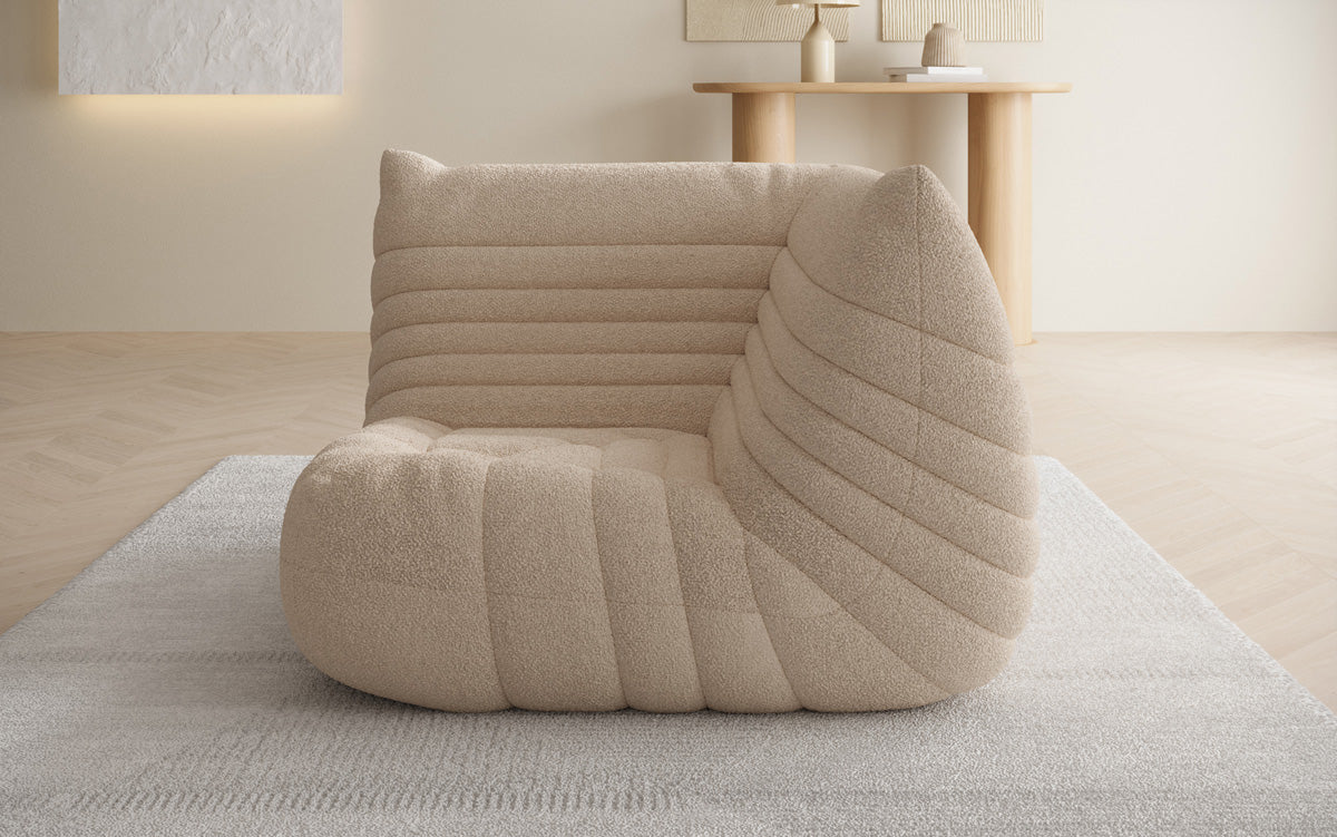 Designer Eckmodul Sofa-Sessel Calmo i Teddy Bouclé