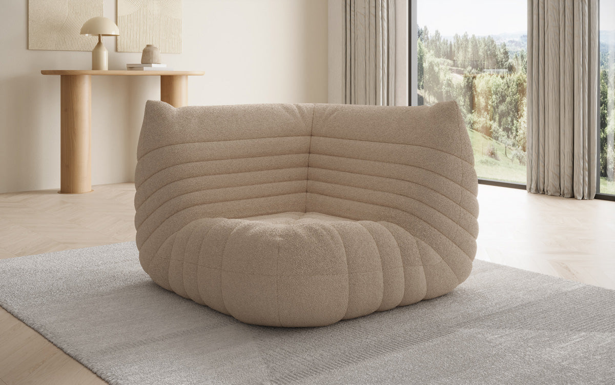 Designer Eckmodul Sofa-Sessel Calmo i Teddy Bouclé