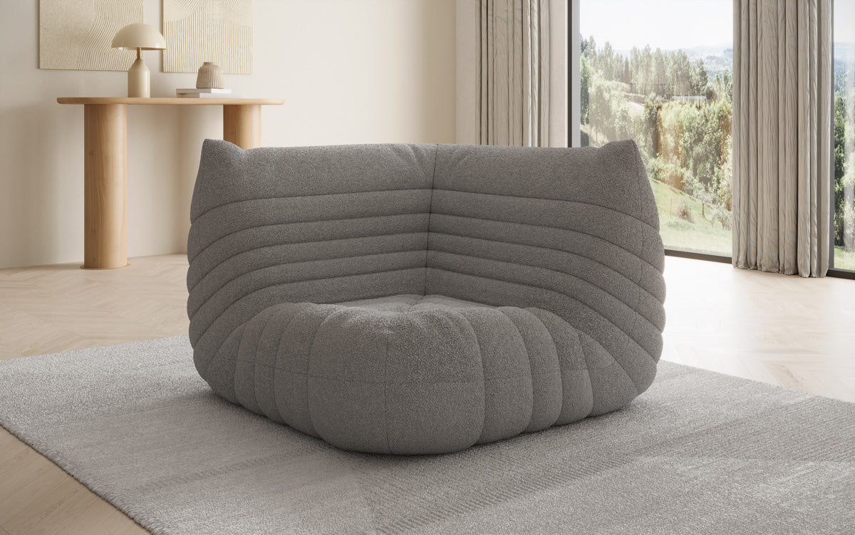 Designer Eckmodul Sofa-Sessel Calmo i Teddy Bouclé