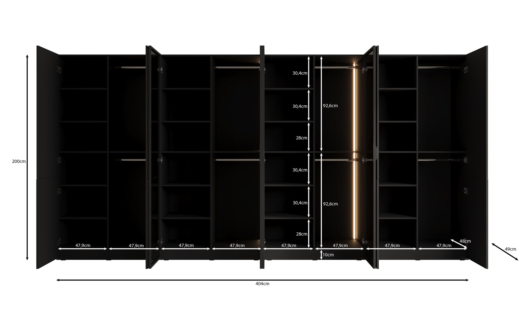 Modulo Kalen – firemoduls design-garderobeskab med træ- og strukturglasfront