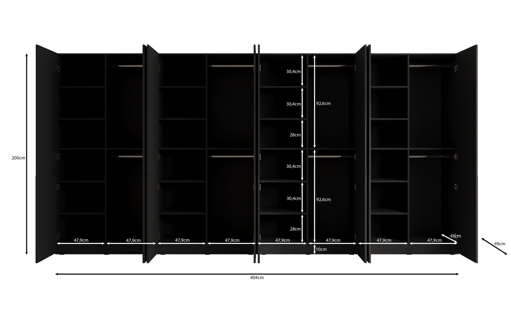 Modulo Naro XL – Firemodulært design-garderobeskab i Eg Wotan