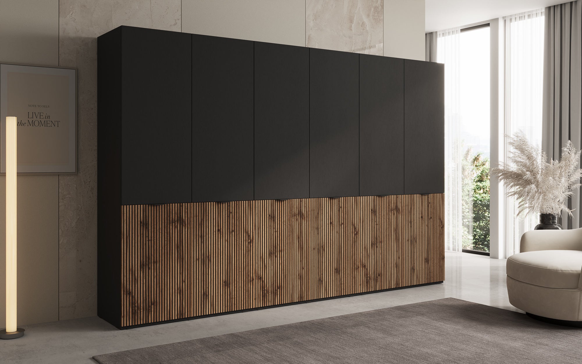 Modulo Naro Trio – Tredelt design-garderobeskab i Eg Wotan