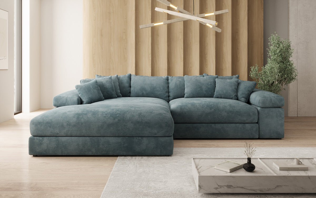 Designer Sofa Bernardo mit breiter Ottomane in Cord