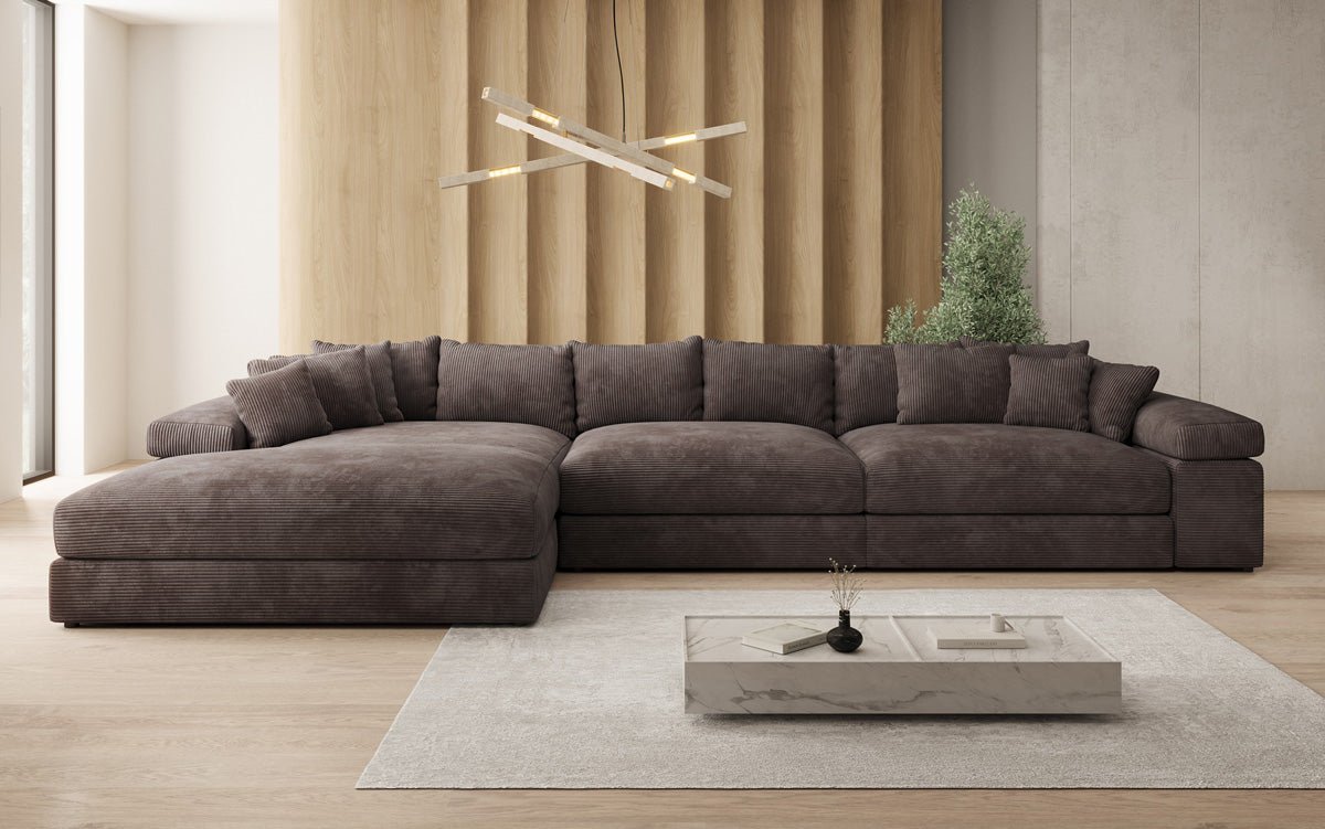 Designer Sofa Bernardo L Maxi med bred ottoman i Cordfløjl