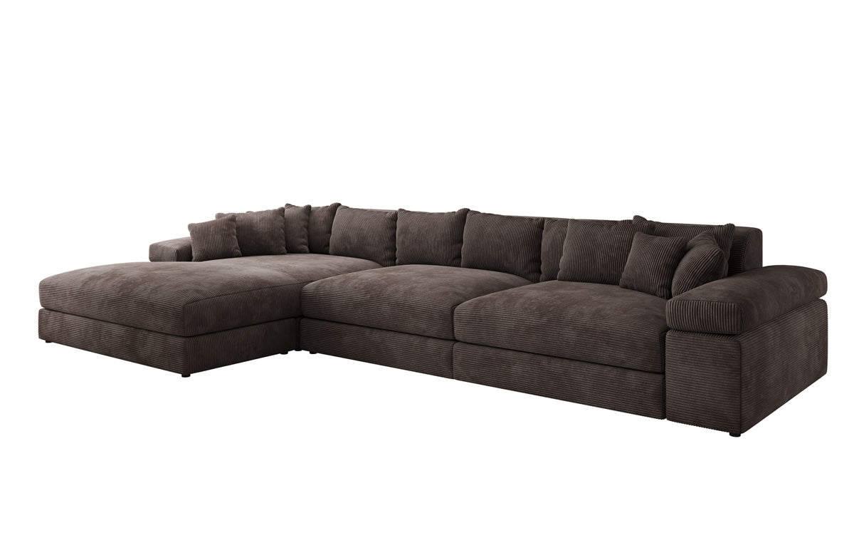 Designer Sofa Bernardo L Maxi med bred ottoman i Cordfløjl