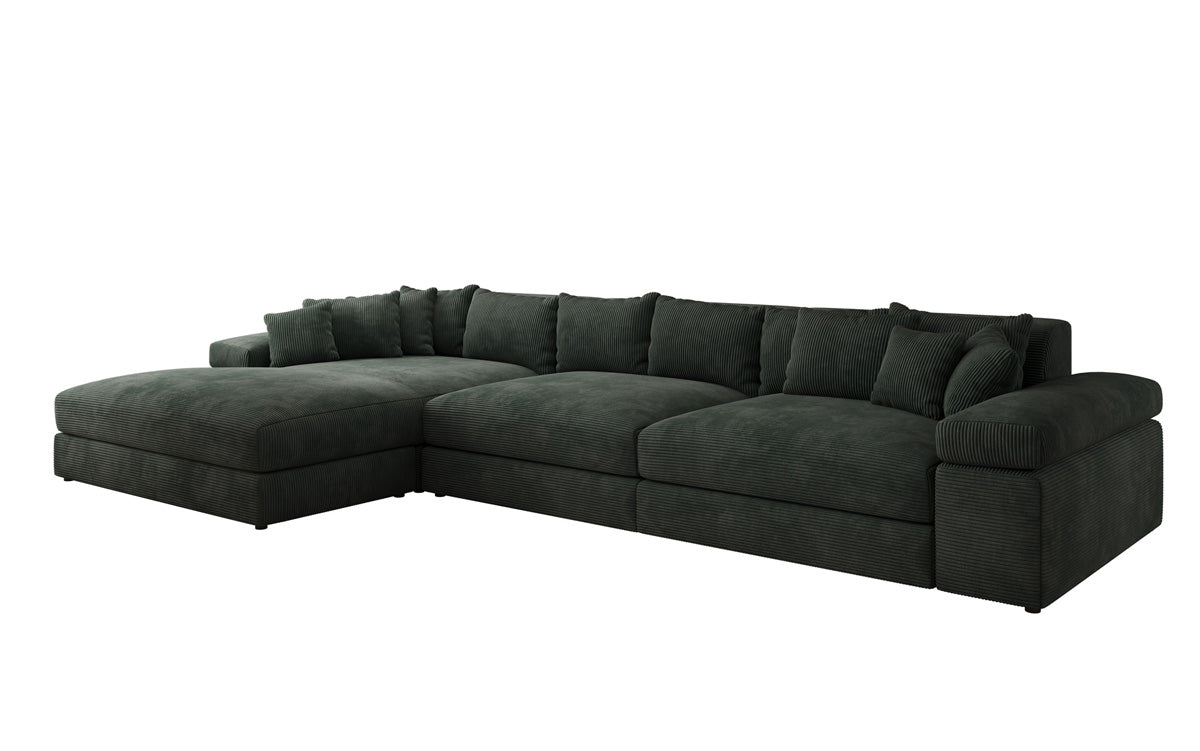 Designer Sofa Bernardo L Maxi med bred ottoman i Cordfløjl