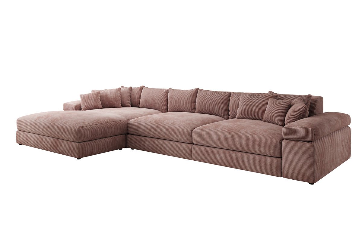 Designer Sofa Bernardo L Maxi med bred ottoman i Cordfløjl