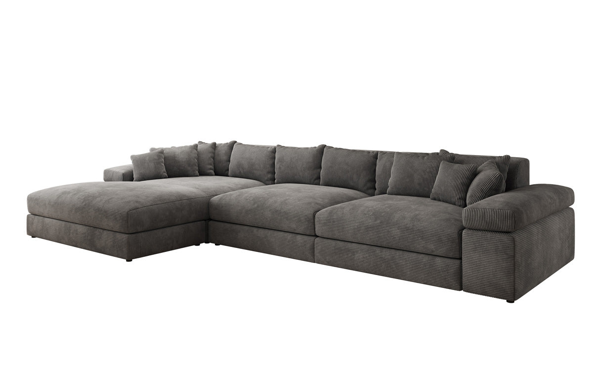 Designer Sofa Bernardo L Maxi med bred ottoman i Cordfløjl