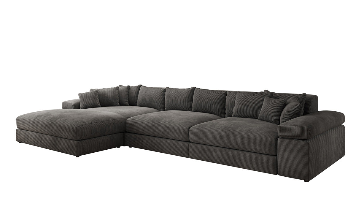 Designer Sofa Bernardo L Maxi med bred ottoman i Cordfløjl