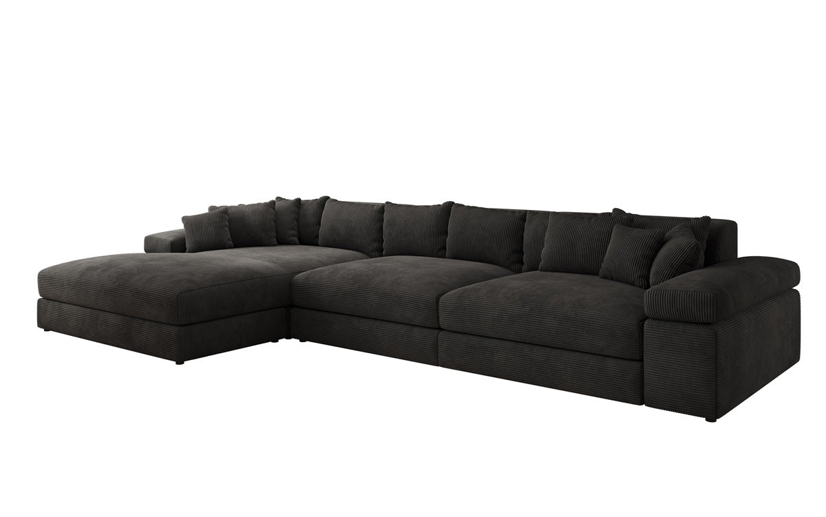 Designer Sofa Bernardo L Maxi med bred ottoman i Cordfløjl