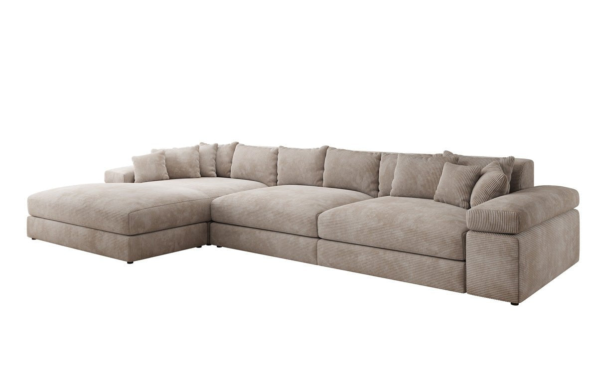 Designer Sofa Bernardo L Maxi med bred ottoman i Cordfløjl