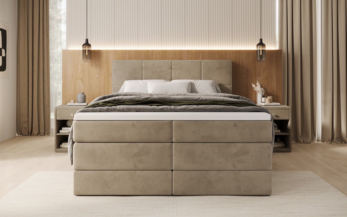 Boxspringbett Mareno mit Stauraum in Samt