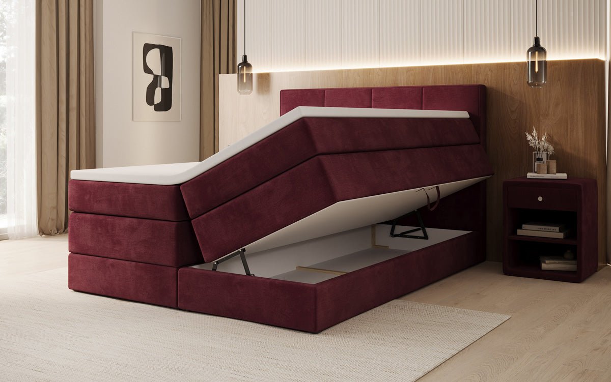 Boxspringbett Mareno mit Stauraum in Samt