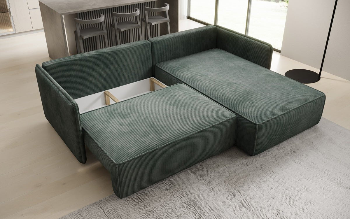 Designer Sofa Marlen mit Schlaf- und Klappfunktion in Cord