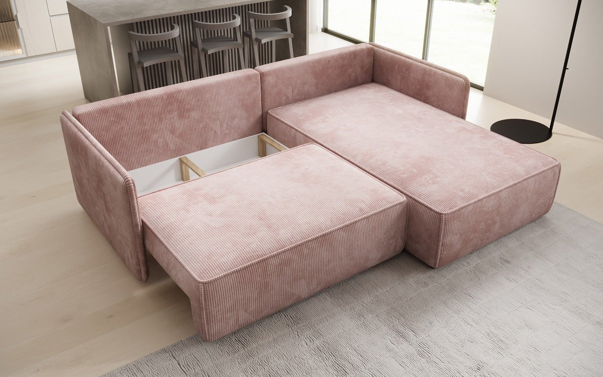 Designer Sofa Marlen mit Schlaf- und Klappfunktion in Cord