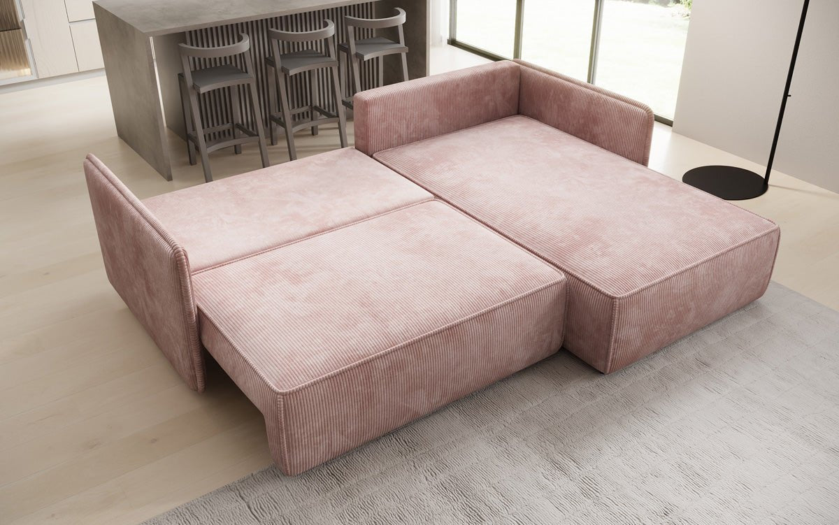 Designer Sofa Marlen mit Schlaf- und Klappfunktion in Cord