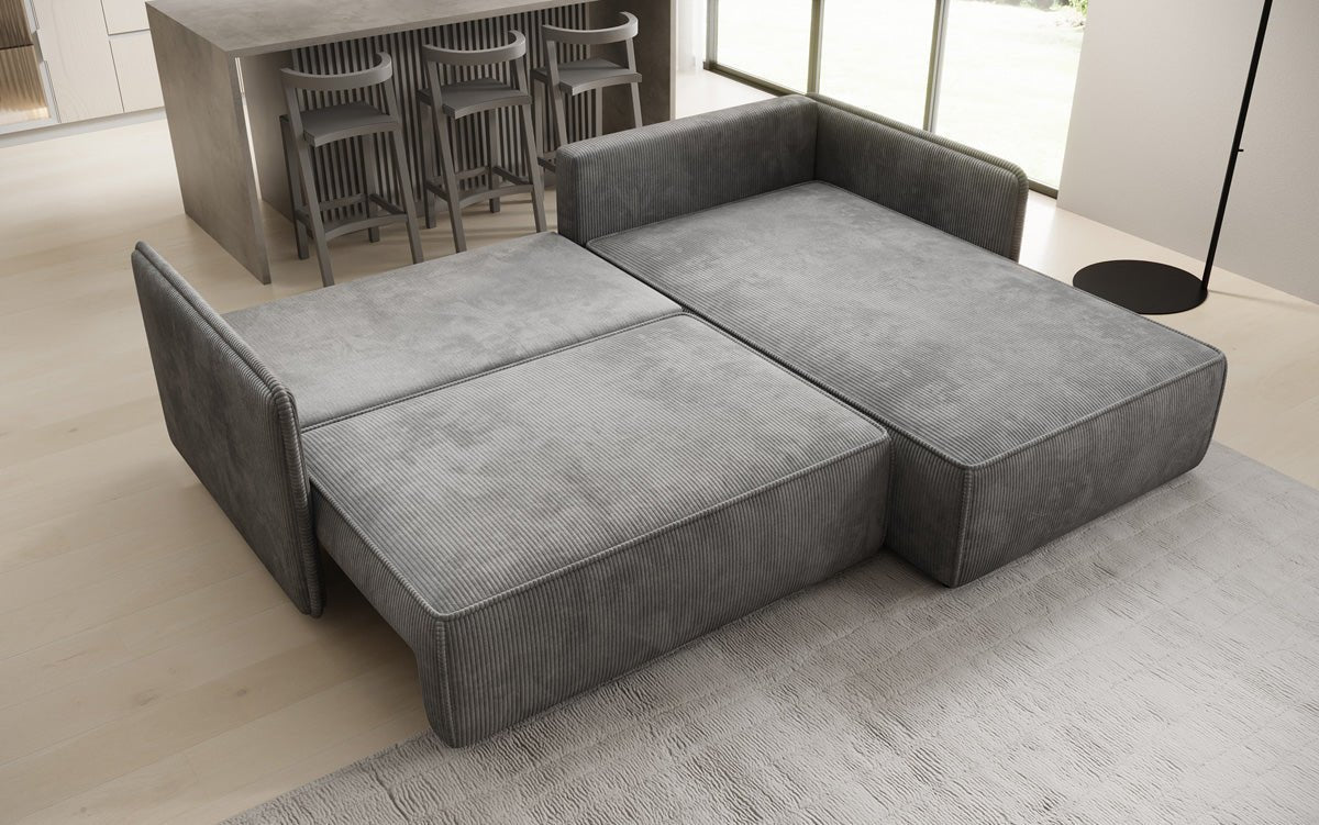 Designer Sofa Marlen mit Schlaf- und Klappfunktion in Cord