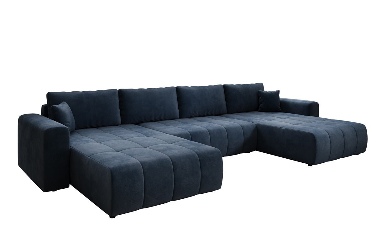 Designer Sofa Leveno U med sove- og klapfunktion i Velour