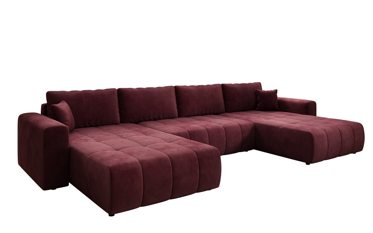 Designer Sofa Leveno U med sove- og klapfunktion i Velour