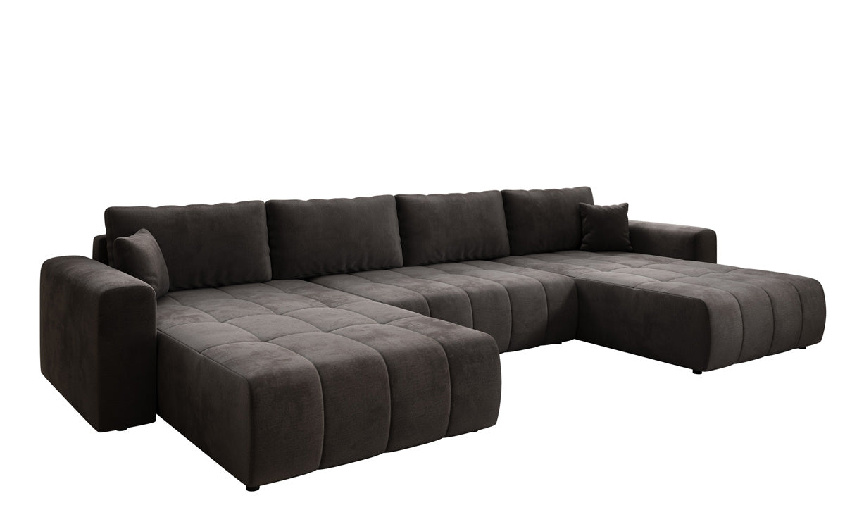 Designer Sofa Leveno U med sove- og klapfunktion i Velour
