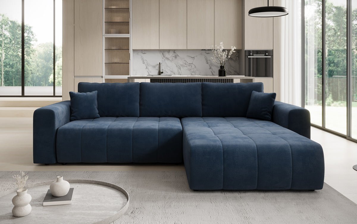 Designer Sofa Leveno L med sove- og klapfunktion i Velour