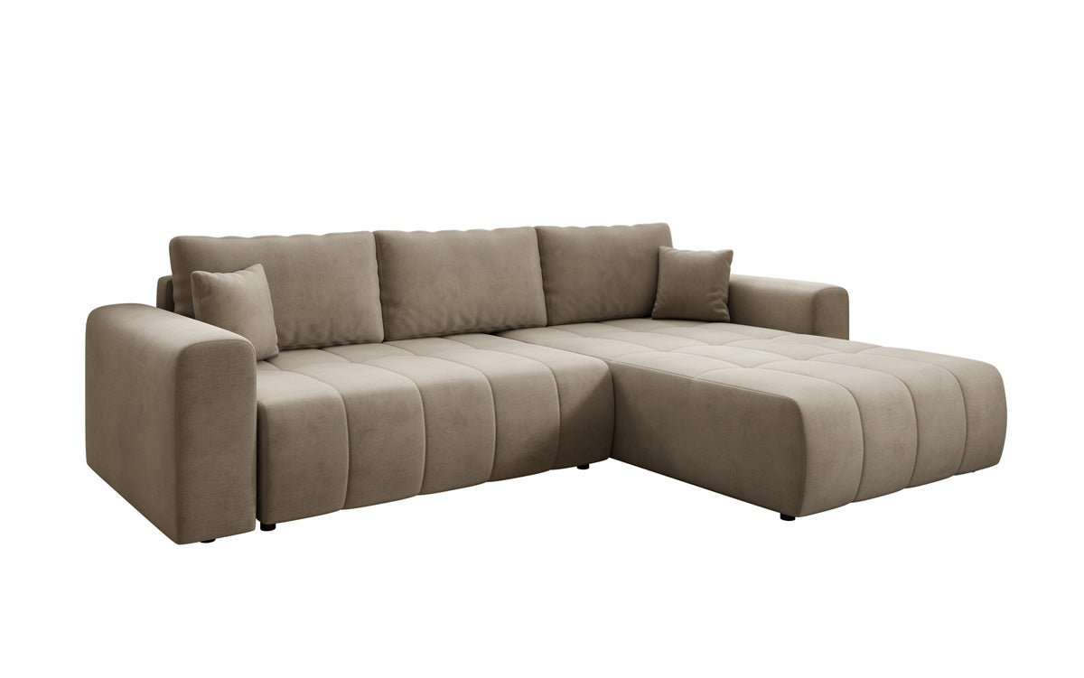 Designer Sofa Leveno L med sove- og klapfunktion i Velour