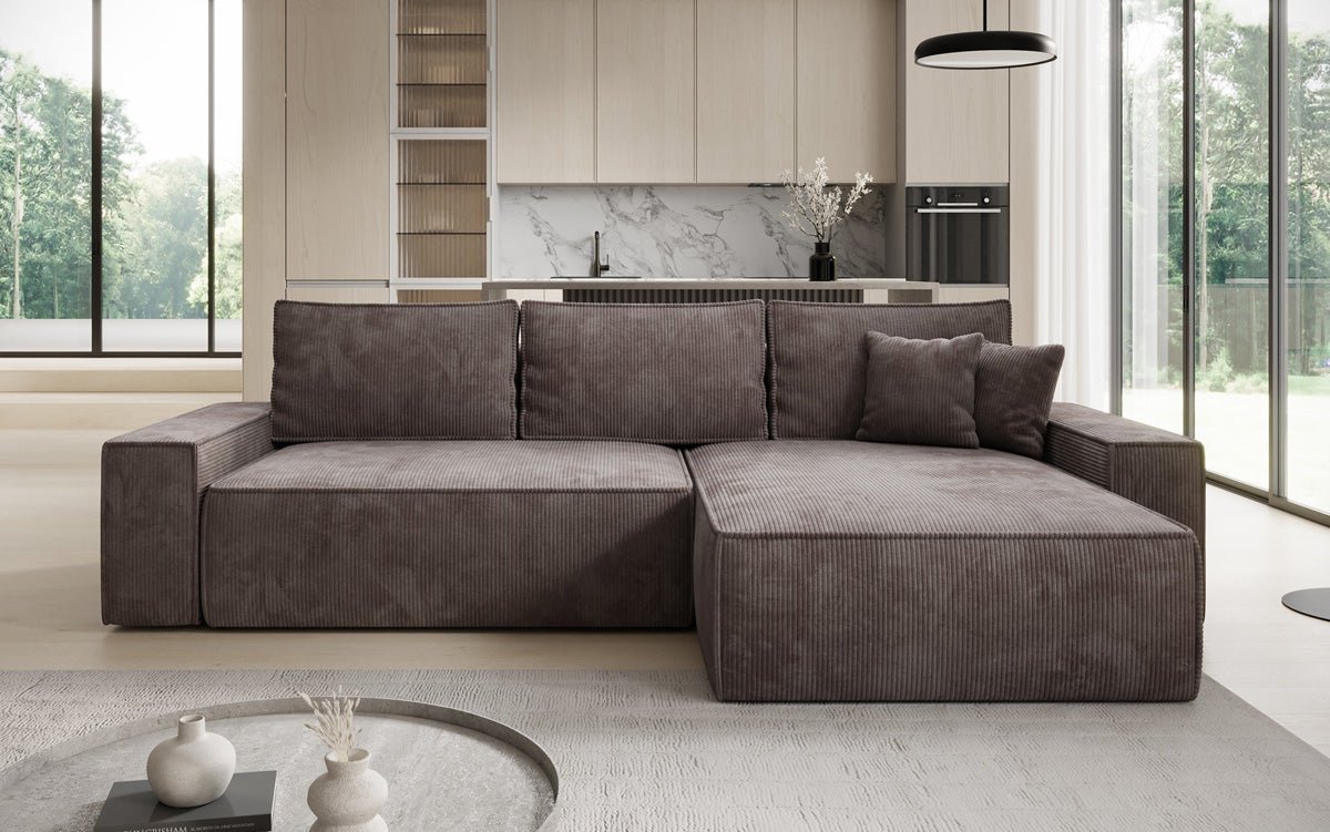 Designer Sofa Lunaro med sove- og klapfunktion i Cordfløjl