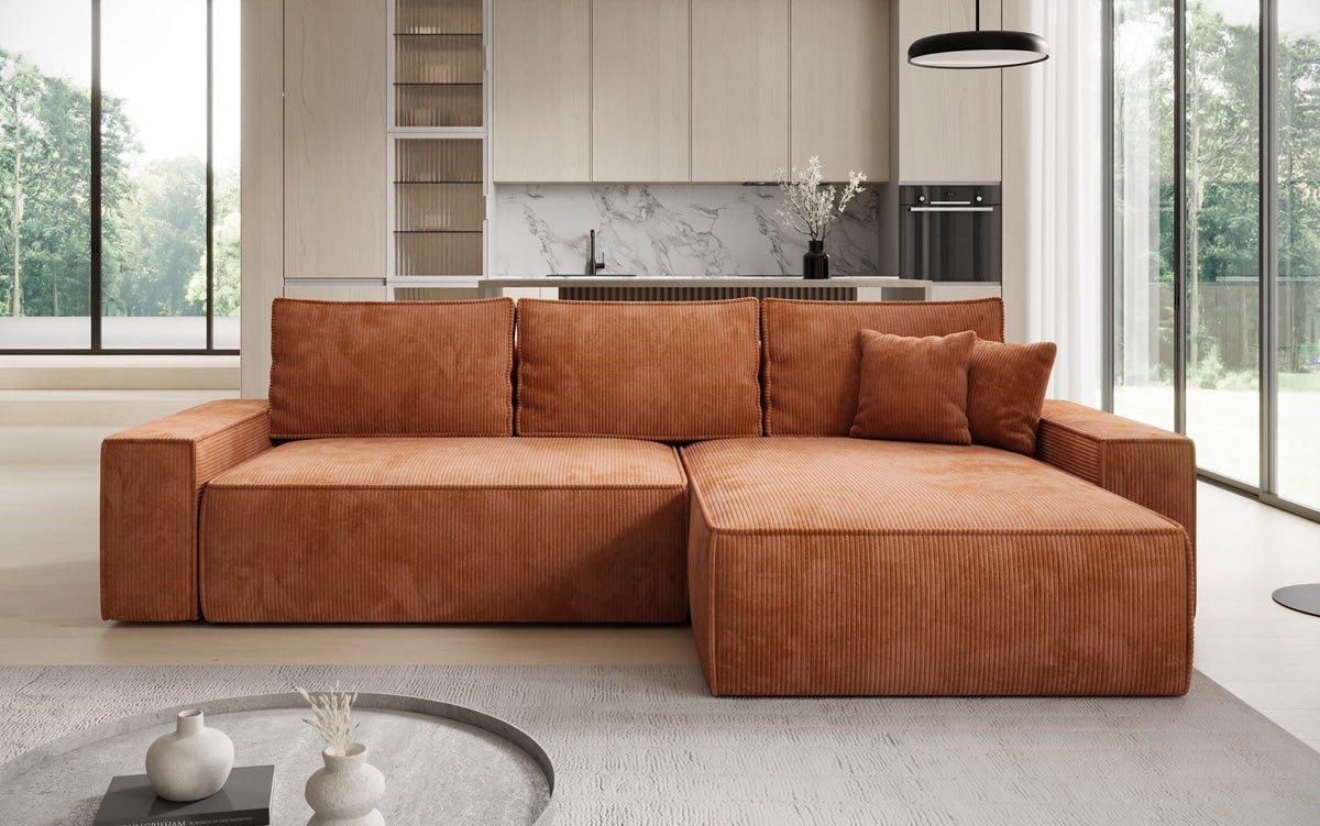 Designer Sofa Lunaro med sove- og klapfunktion i Cordfløjl