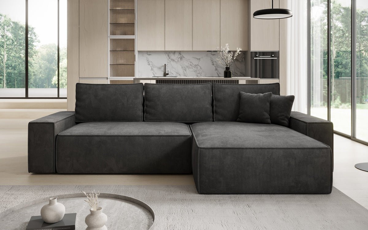 Designer Sofa Lunaro med sove- og klapfunktion i Cordfløjl