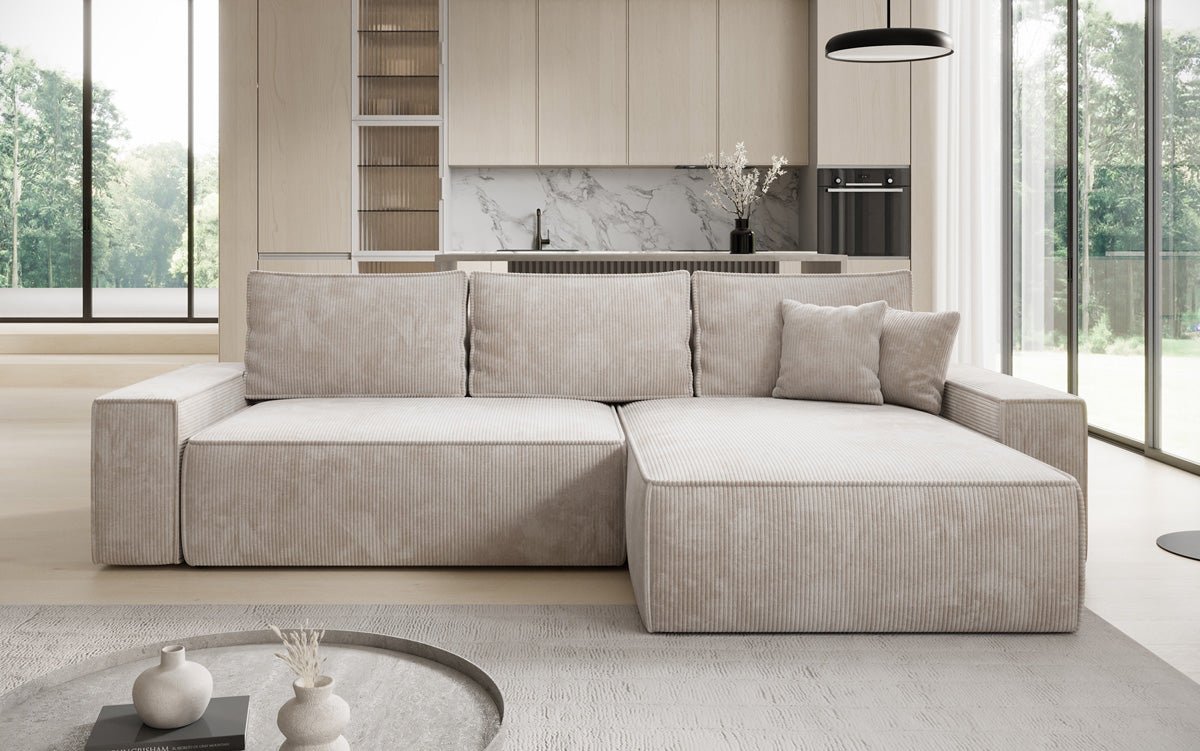 Designer Sofa Lunaro med sove- og klapfunktion i Cordfløjl