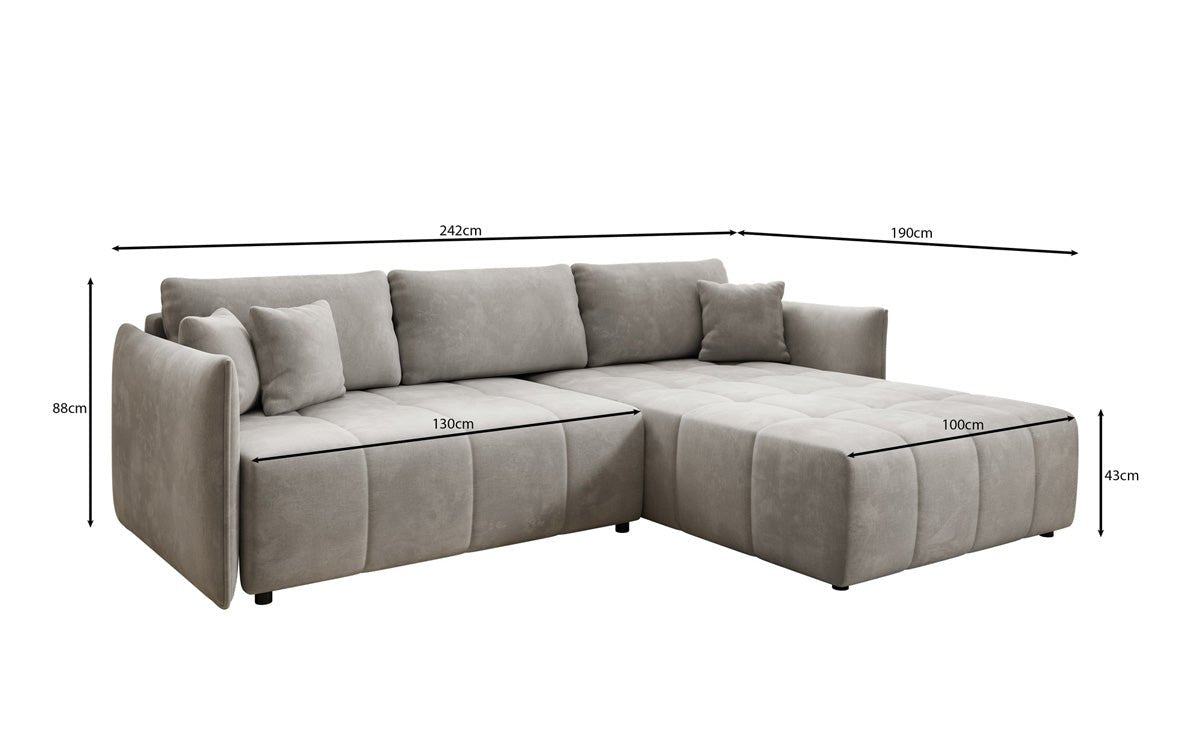 Designer Sofa Velaro L mit Schlaf- und Klappfunktion in Samt
