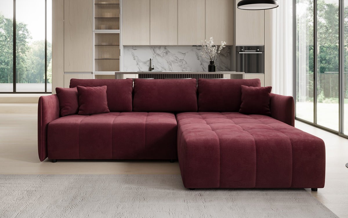 Designer Sofa Velaro L mit Schlaf- und Klappfunktion in Samt