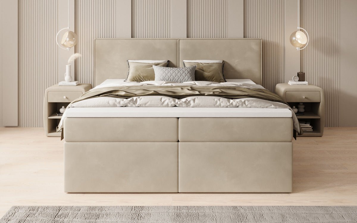 Kontinentalseng Ophelia med skuffer i velour