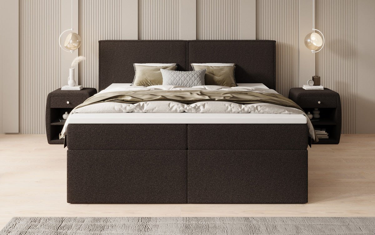 Kontinentalseng Ophelia med skuffer i Teddy Bouclé