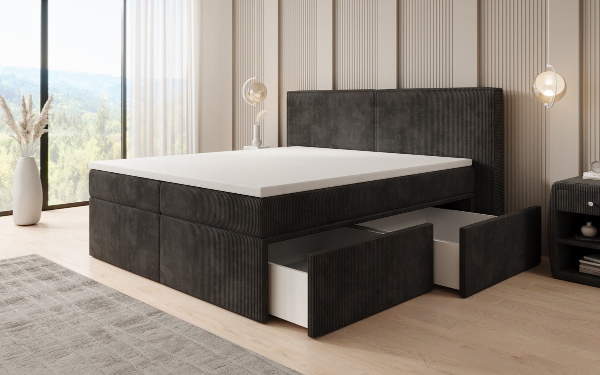 Boxspringbett Ophelia mit Schubladen in Cord