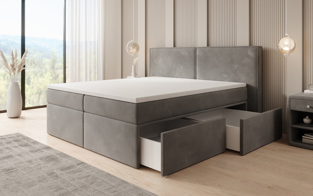 Kontinentalseng Ophelia med skuffer i velour