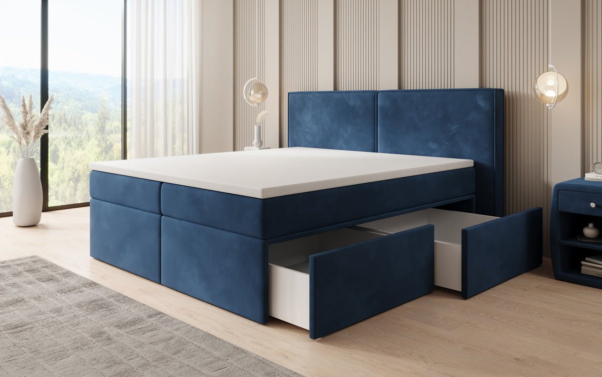 Kontinentalseng Ophelia med skuffer i velour