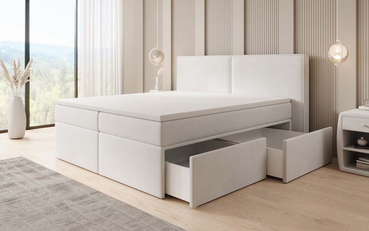 Kontinentalseng Ophelia med skuffer i velour