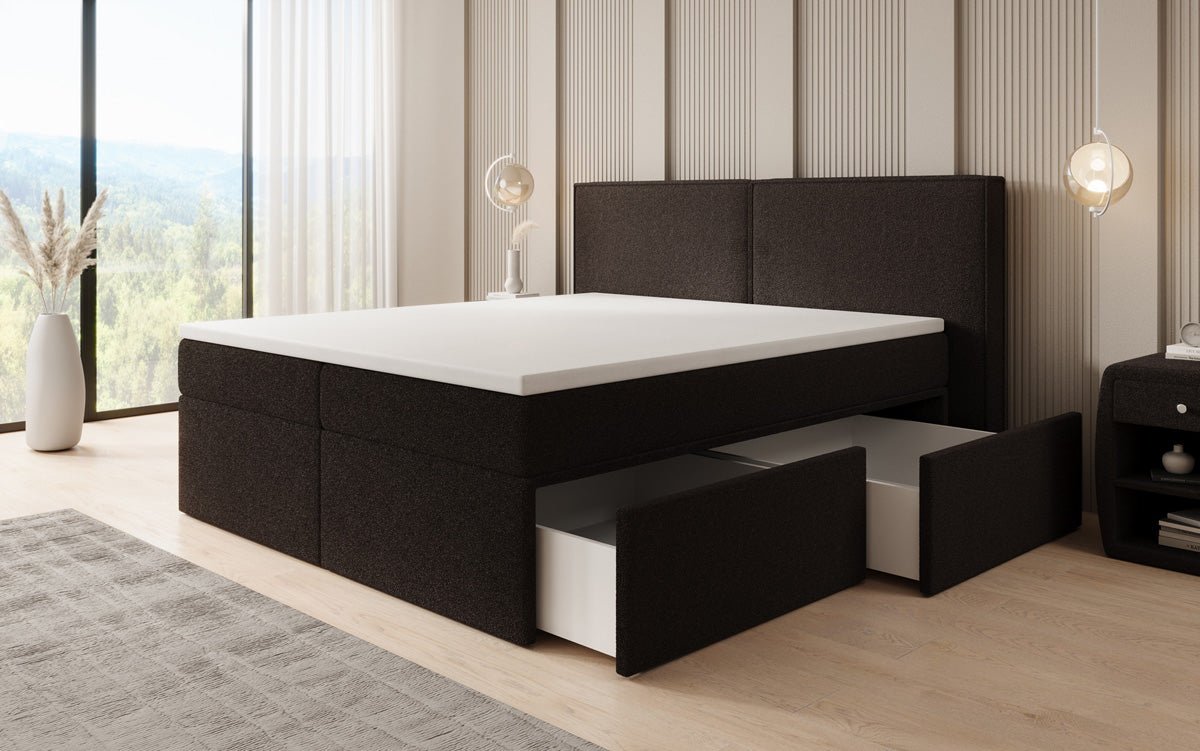 Kontinentalseng Ophelia med skuffer i Teddy Bouclé