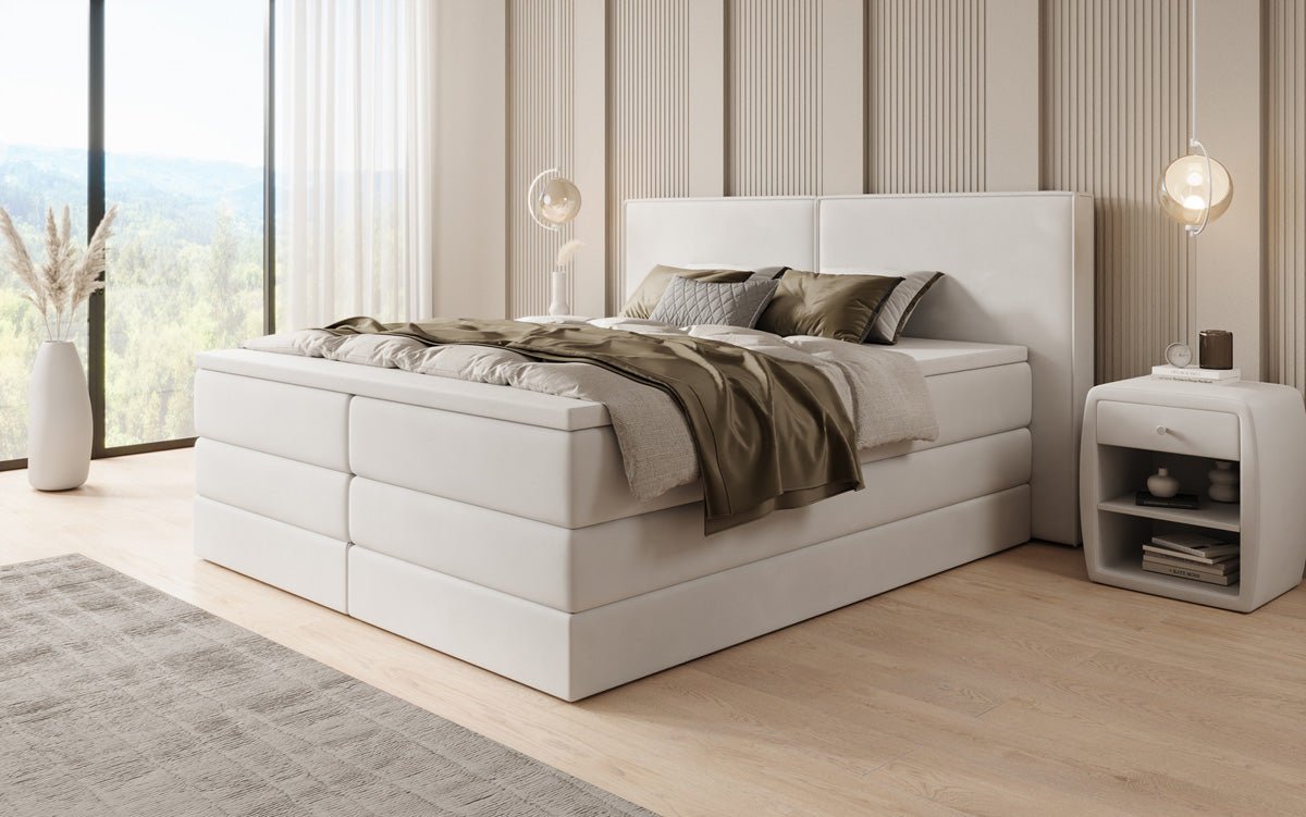 Kontinentalseng Ophelia med højløftbar opbevaring i velour