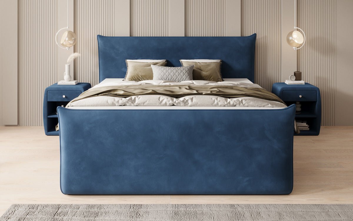 Boxspringbett Liana II mit hochklappbarem Stauraum in Samt