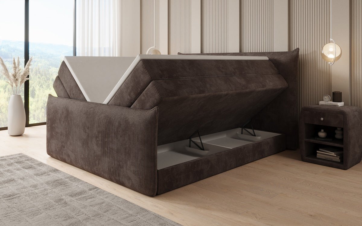 Kontinentalseng Liana II med højløftbar opbevaringsplads i Cordfløjl