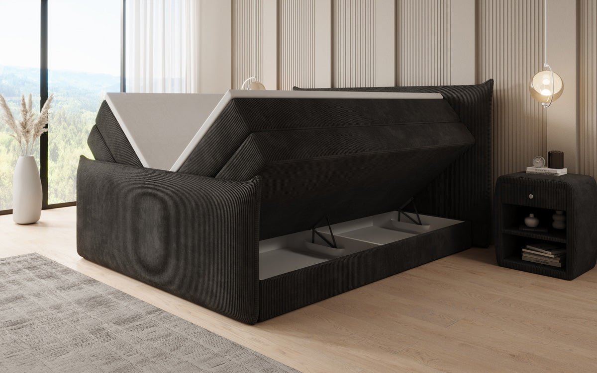 Kontinentalseng Liana II med højløftbar opbevaringsplads i Cordfløjl