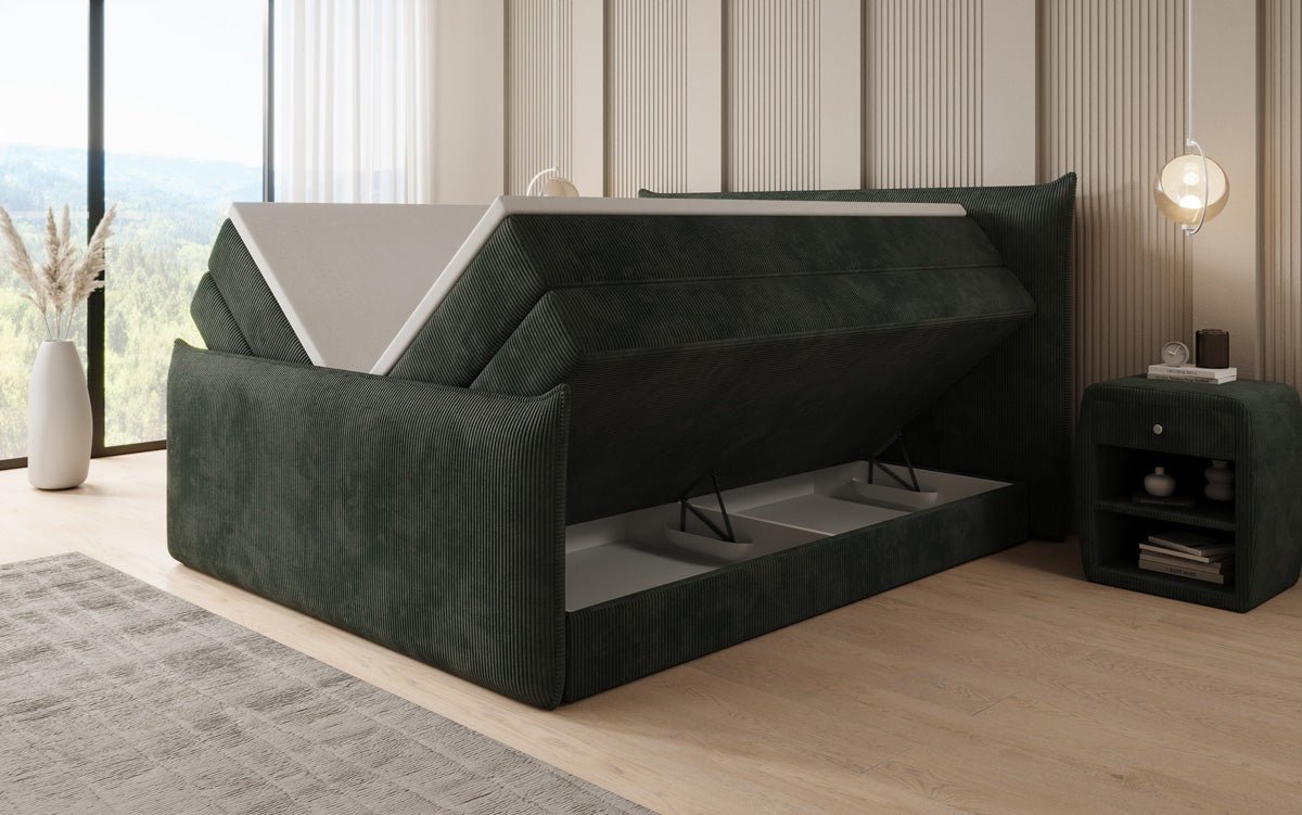 Kontinentalseng Liana II med højløftbar opbevaringsplads i Cordfløjl