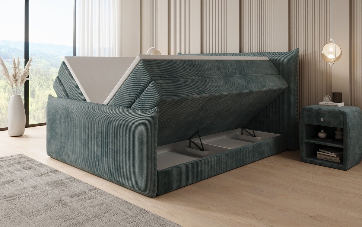 Kontinentalseng Liana II med højløftbar opbevaringsplads i Cordfløjl