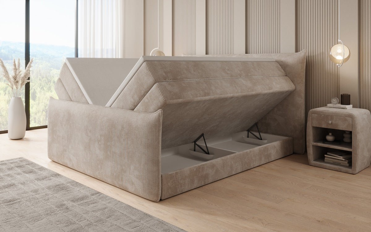 Kontinentalseng Liana II med højløftbar opbevaringsplads i Cordfløjl